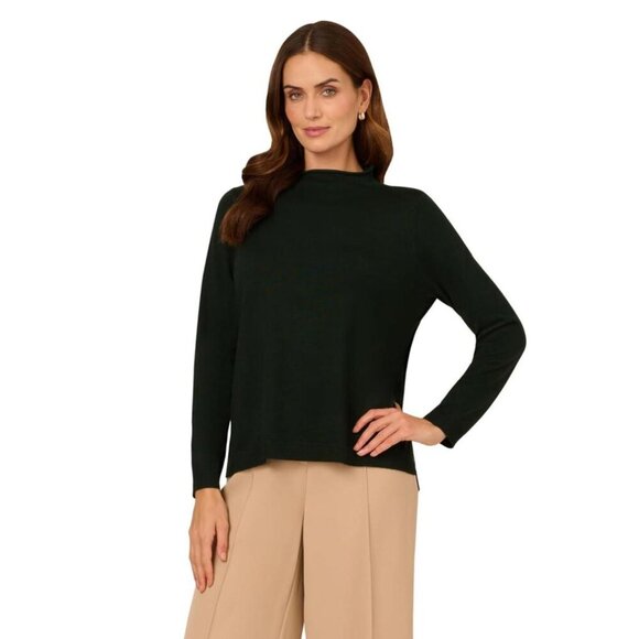 Adrianna Papell Women’s Mock Neck Step Hem Sweater (Hunter Green) Size Small NEW - Picture 1 of 8